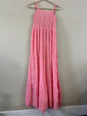 FRNCH Paris Pink Textured Cotton Blend Maxi Dress Size S Boho Cottagecore